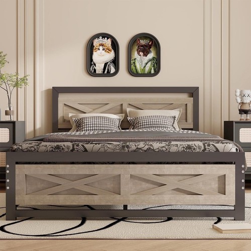 Farmhouse queen bed frame - bed,
