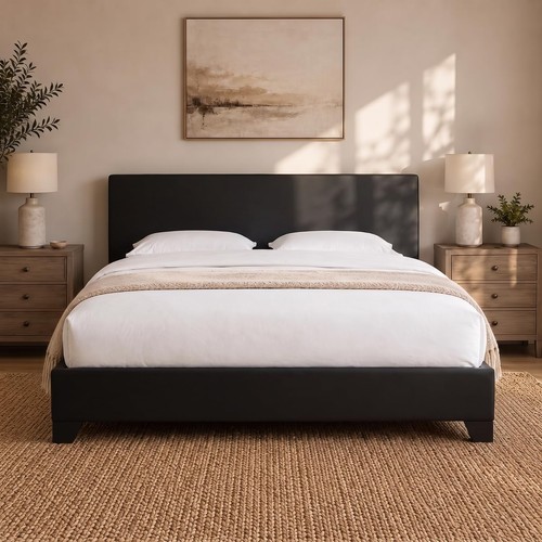 Queen faux leather bed frame - queen,