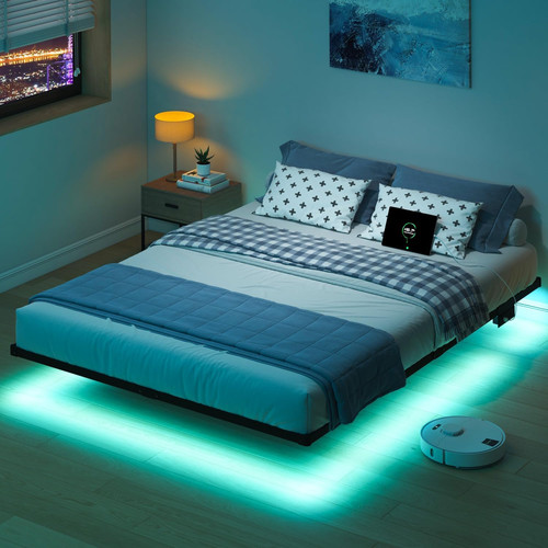 Queen bed frame with - bed,