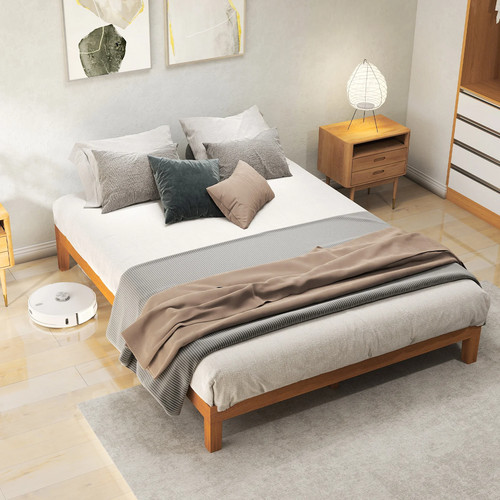 Queen wood platform - wood, bed