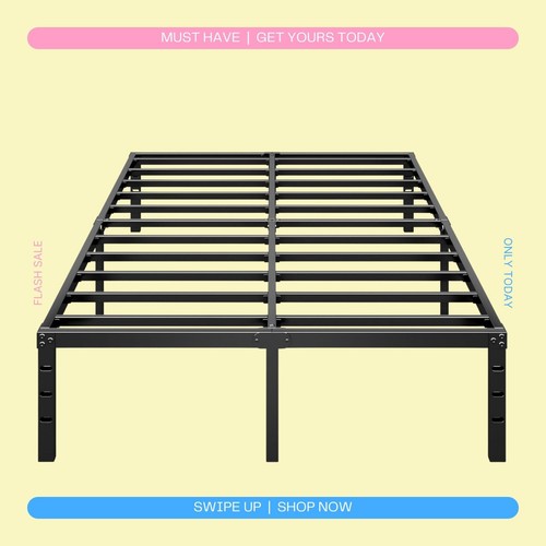 Queen metal platform bed frame - platform,