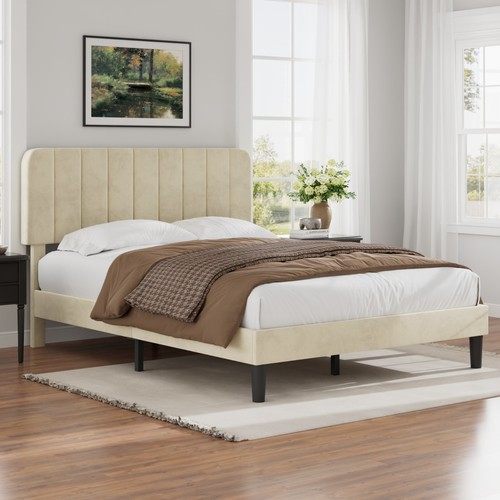 Upholstered bed frame - bed, queen
